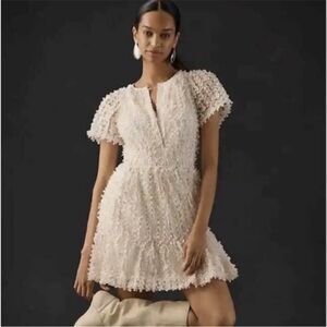 The Somerset Mini Dress: Floral Appliqué Edition white cream